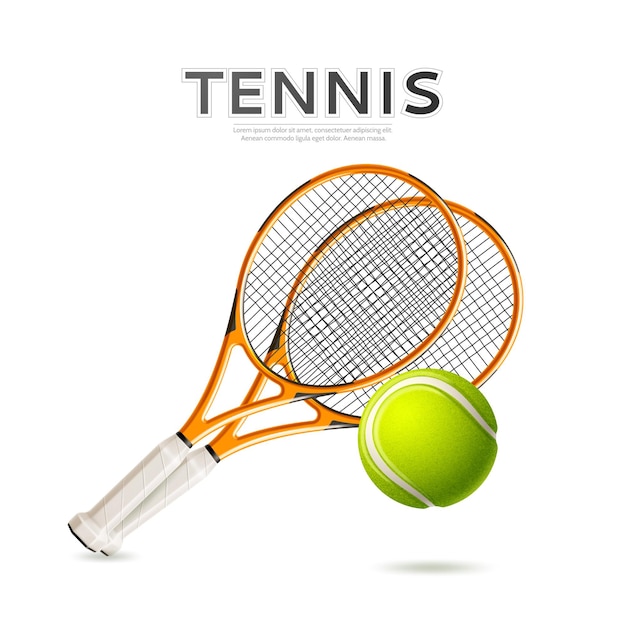 Vector realistic tennis rackets and green ball