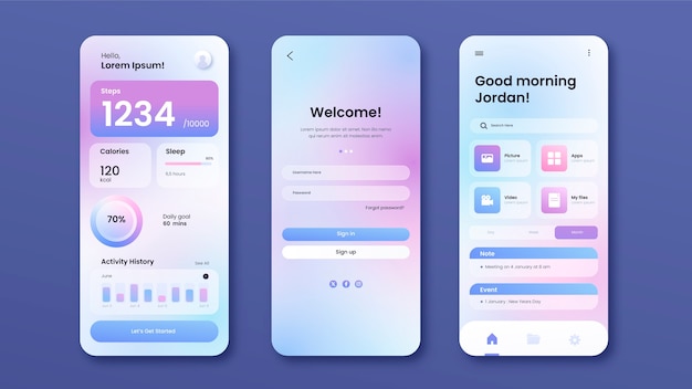 Realistic ui landing page template