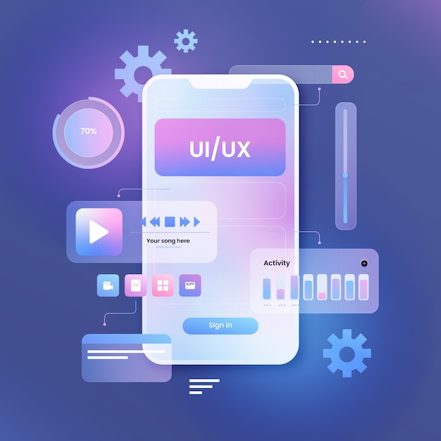 リアルな ui/ux デザインイラスト