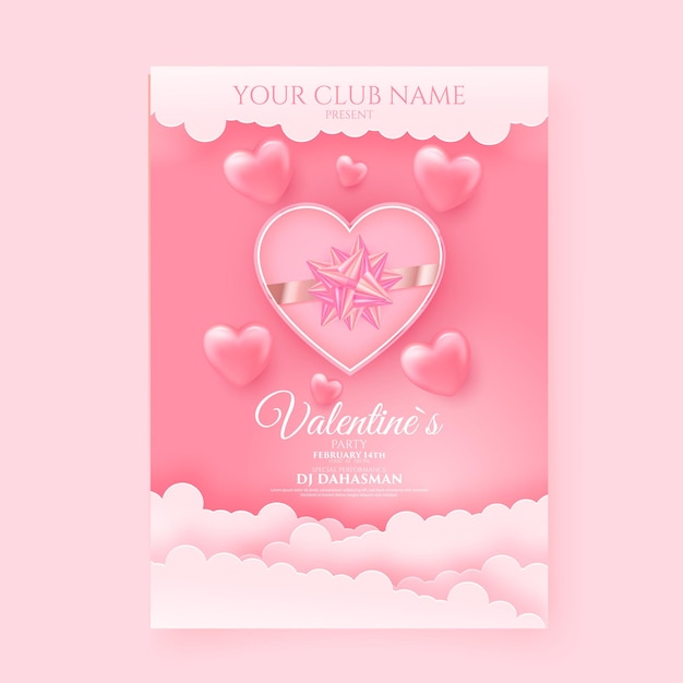 Vector realistic valentines party poster background