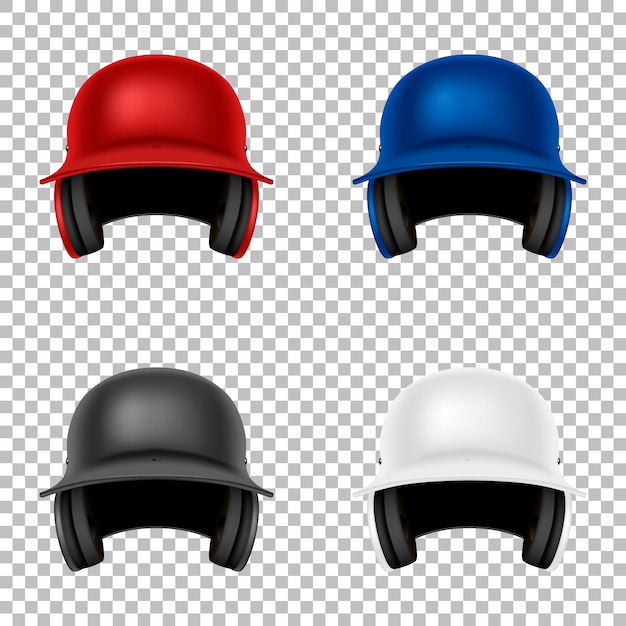 Vector realistic vector classic baseball helmet set. isolated.