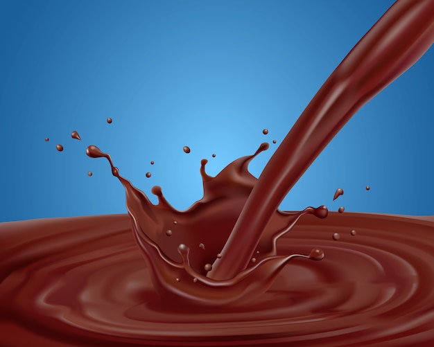 Realistic vector splash of brown hot coffee or chocolate