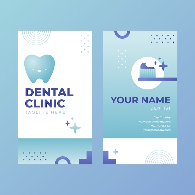 Realistic vertical business card template for dental clinic business