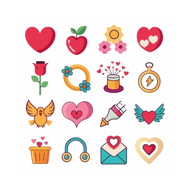 Vector realistic wedding and love icons set