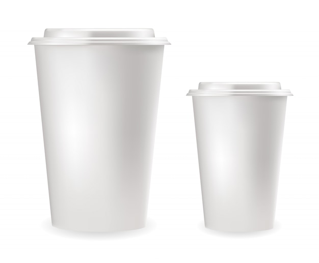 Vector realistic white plastic cups