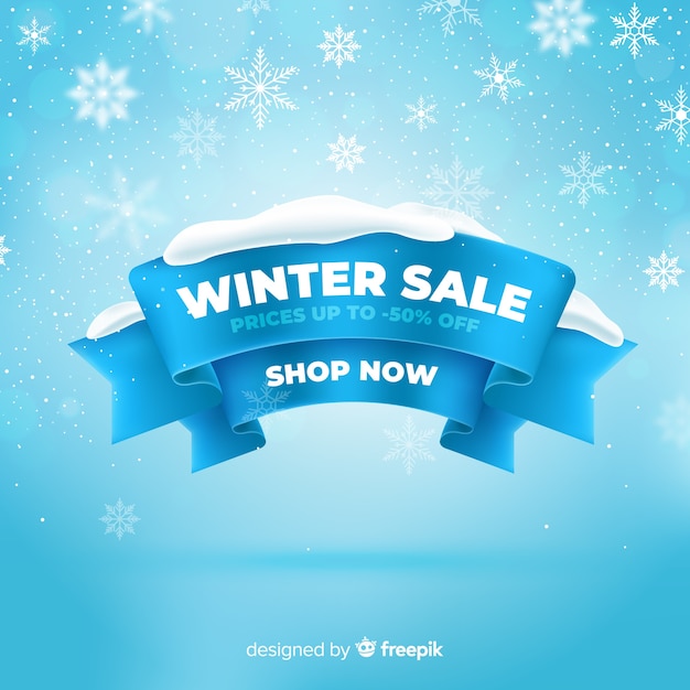 Vector realistic winter sale concept