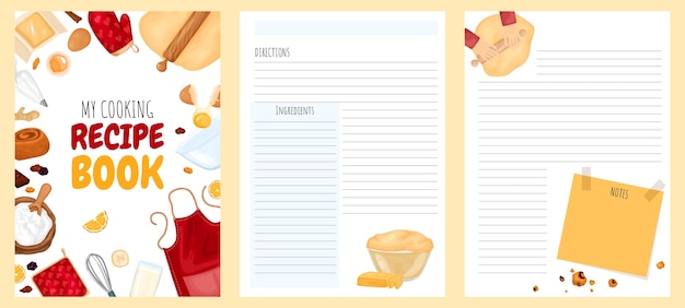 Vector recipe book with blank pages