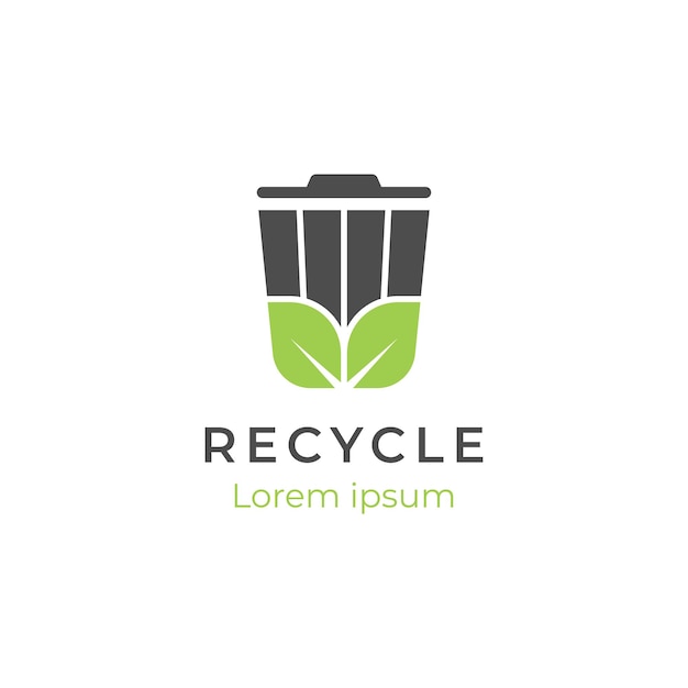 Recycle trash logo design for reuse environment Recycle bin leaf organic logo icon organic