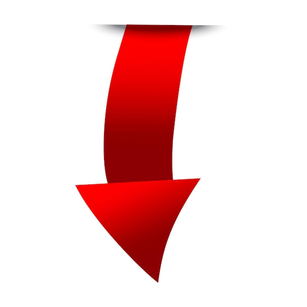 Red arrow pointing Curved vector shape Dynamic motion graphic Highlighted emphasis