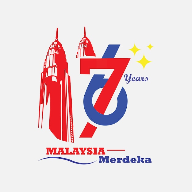 Vector a red and blue logo for new merdeka