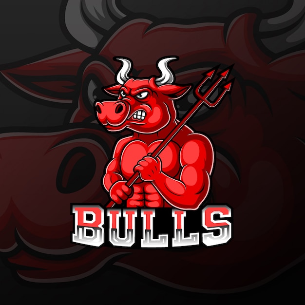 Vector red bull sport mascot logo design