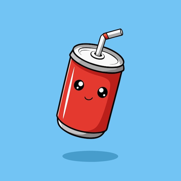 Vector a red can with a straw in it that says  smiley face