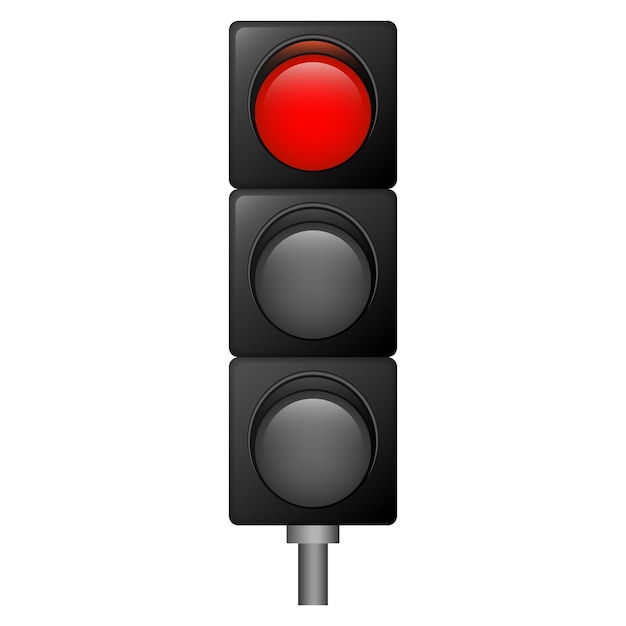 Vector red color traffic lights icon realistic illustration of red color traffic lights vector icon for web design isolated on white background
