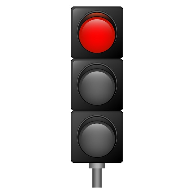 Red color traffic lights icon Realistic illustration of red color traffic lights vector icon for web design isolated on white background