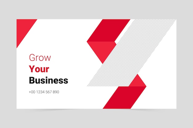 Vector red geometric grow your business social media cover template