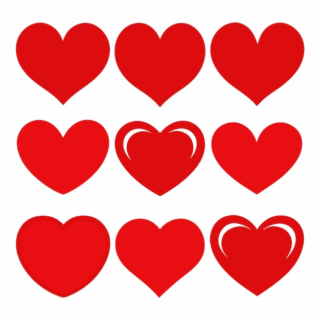 Vector red heart on white background