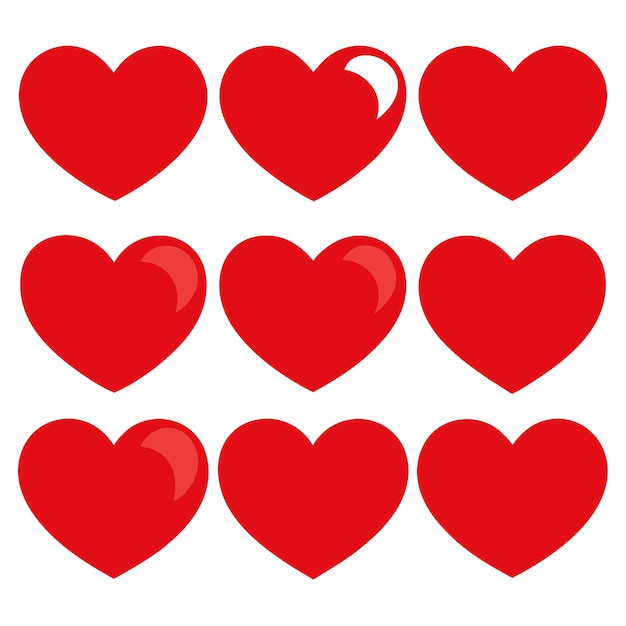 Vector red heart on white background