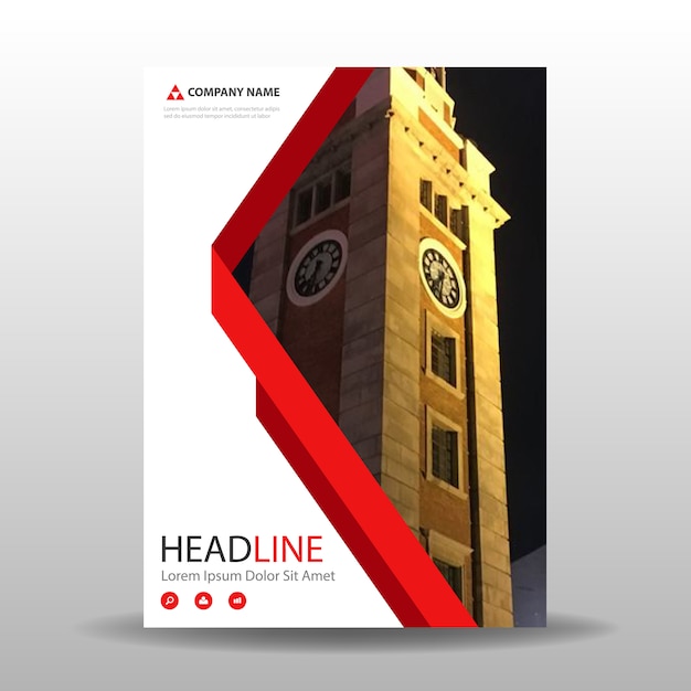 Red line abstract business brochure template