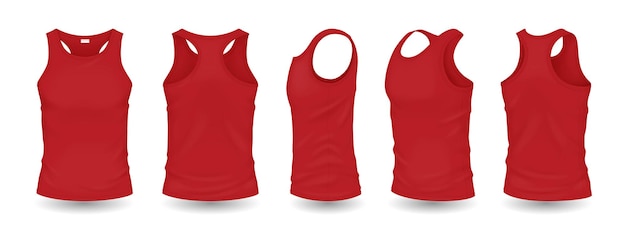 Vector red men sleeveless shirts with mockup design illustrations