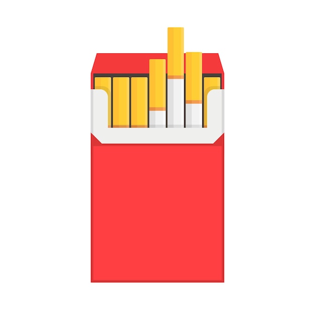 Red pack of cigarettes isolated on a white background Vector illustration