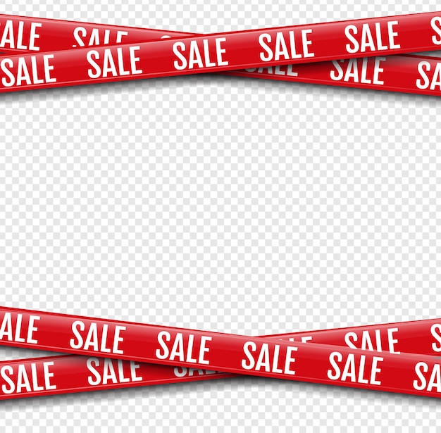 Red Promotional Sale Ribbon Transparent Background