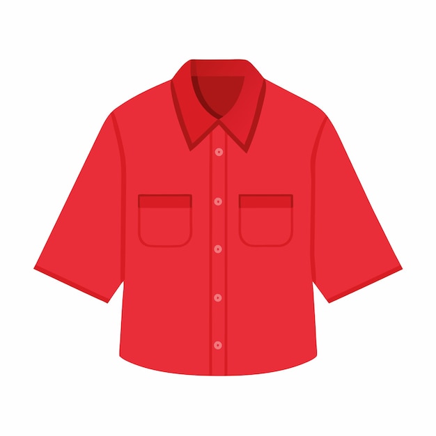 Vector red shirt in flat style vector isolated white background 11