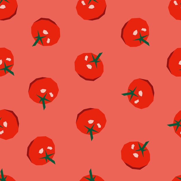 Red tomatoes vegetables seamless pattern Made in cartoon flat style.