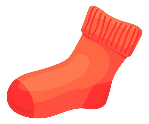Red warm sock Classic hosiery cartoon icon isolated on white background