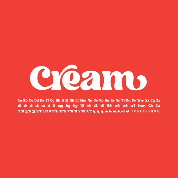 Vector a red and white poster with the word cream written in white