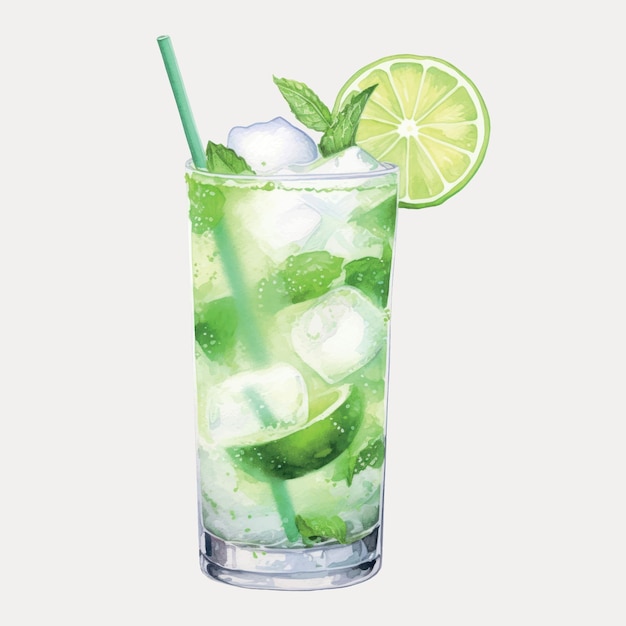 Vector refreshing mojito with lime