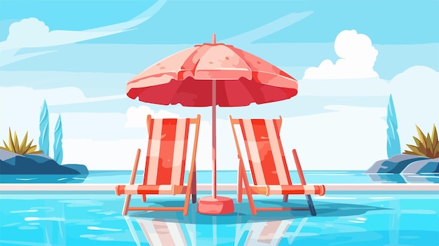 Vector refreshing summer pool background with sweet popsicles vector illustration