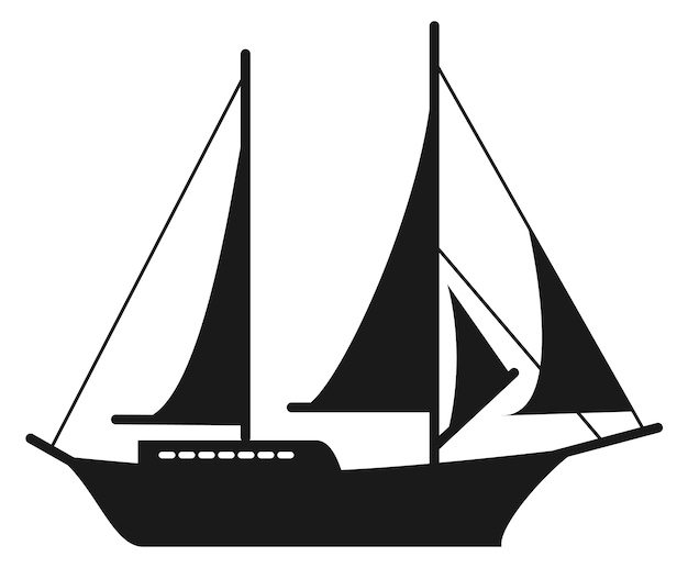 Regatta symbol Black sail ship icon Marine travel symbol