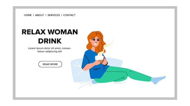 Relax woman drink vector