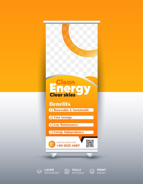 renewable and clean energy roll up banner template