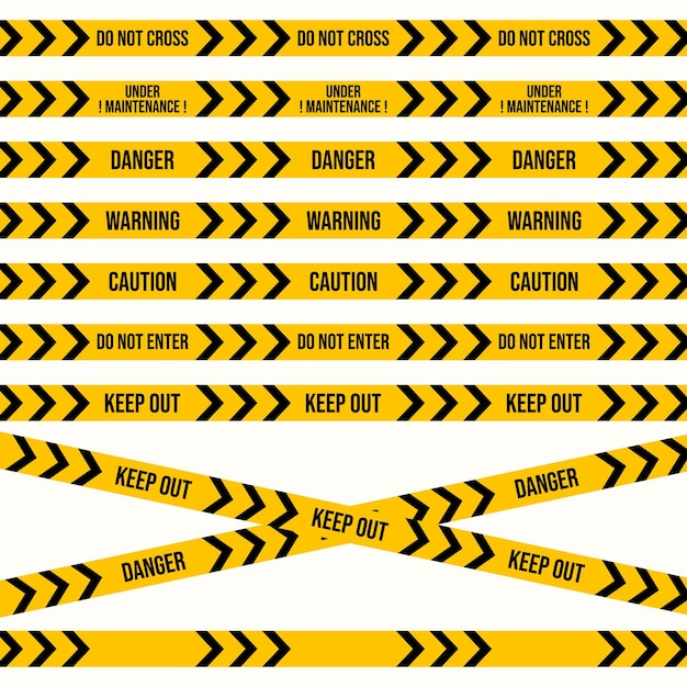 Vector restricted or construction area tape design with different text and blank space do not enter sign