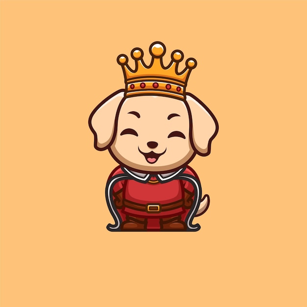 Retriever King Cute Creative Kawaii Cartoon Mascot Logo