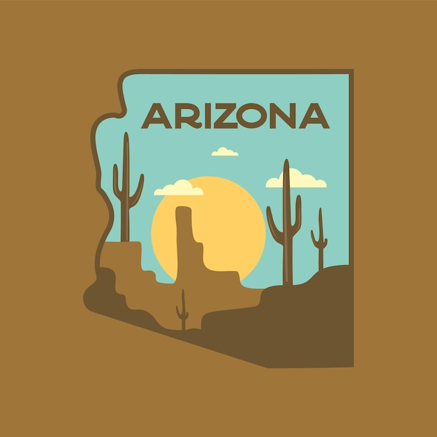 Vector retro camping badge featuring wildernessthemed design including arizona desert landscape stock vector travel label isolated on dark background