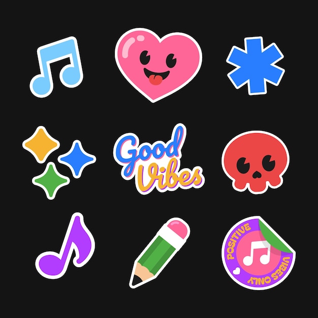 Retro cartoon stickers in flat design