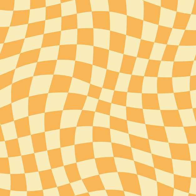 Vector retro curved yellow checkerd pattern background