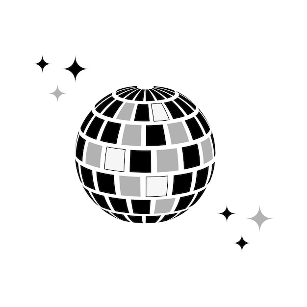 Retro disco ball Black disco ball in modern style Vector illustration