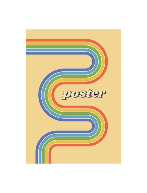 Vector retro geometric posters vintage rainbow color lines print groovy striped design poster minimalistic cute retro cover vector illustration