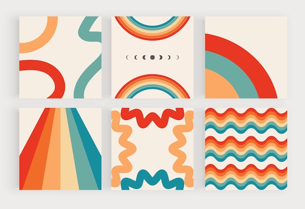 Vector retro groovy social media background