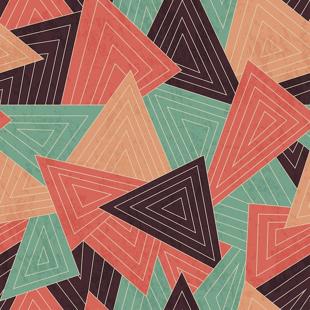 Retro scattered triangle seamless pattern with grunge effect