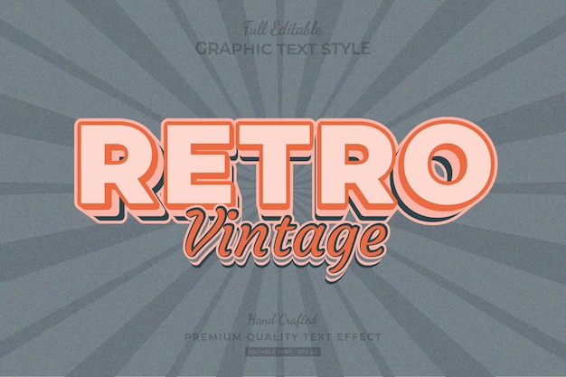 Retro Vintage Editable Premium Text Effect Font Style