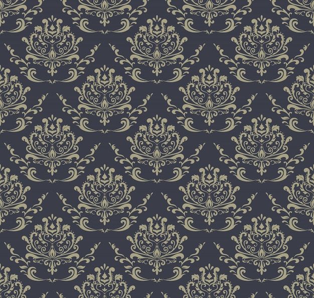 Vector retro wallpaper, seamless damask pattern.