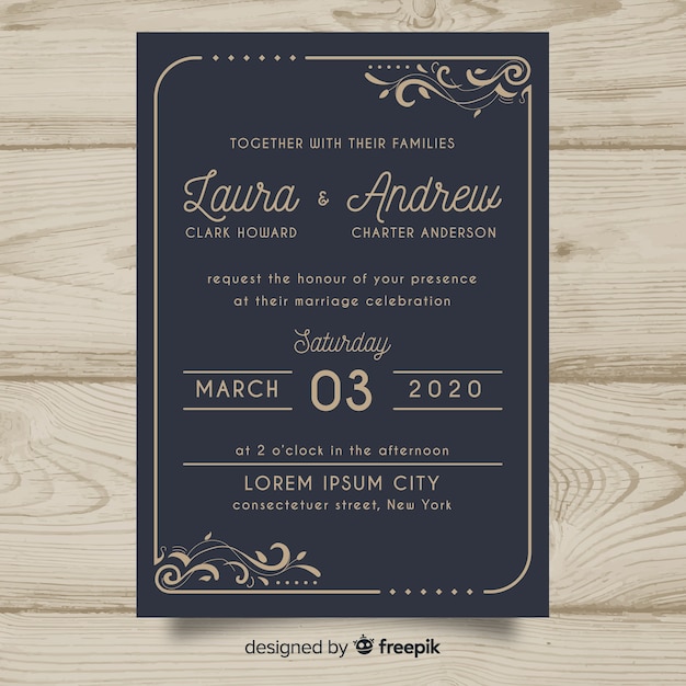 Retro wedding invitation template