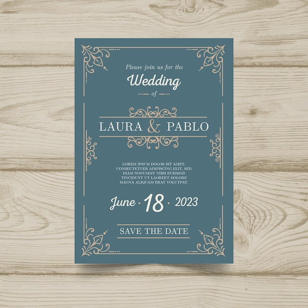 Retro wedding invitation template