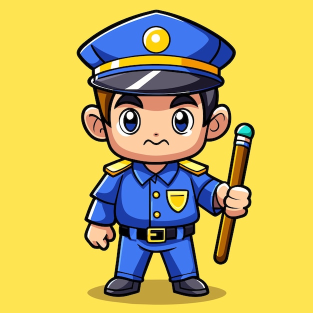 Vector revived police officer holding baton vector art