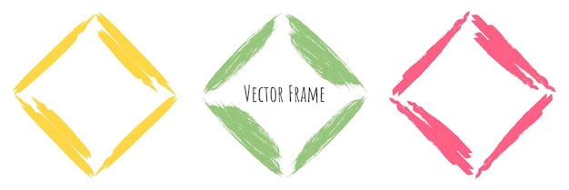 Rhombus frame Brush stroke hand drawn frame for logo design banner postcard Vector illustration