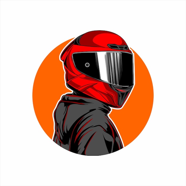 Vector rider logo with the concept of men using helmets